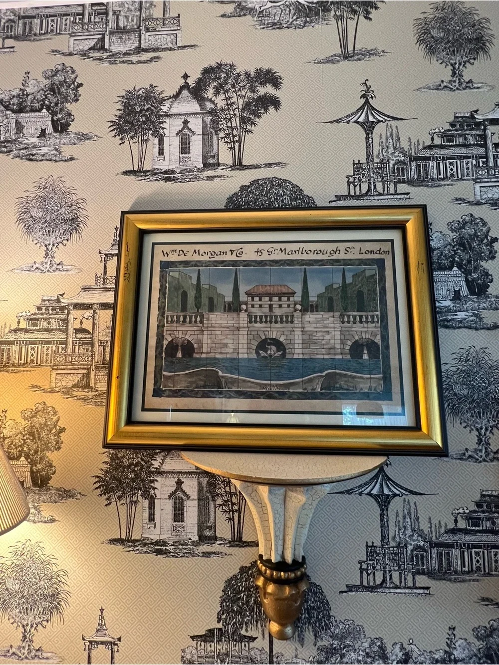 Framed English Botanical and Architectural Art Prints in Gold Frames - Set of 2